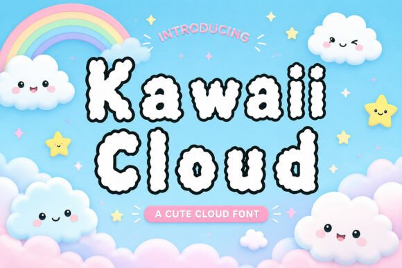 Kawaii Cloud Font: A Playful Display Typeface for Whimsical Branding
